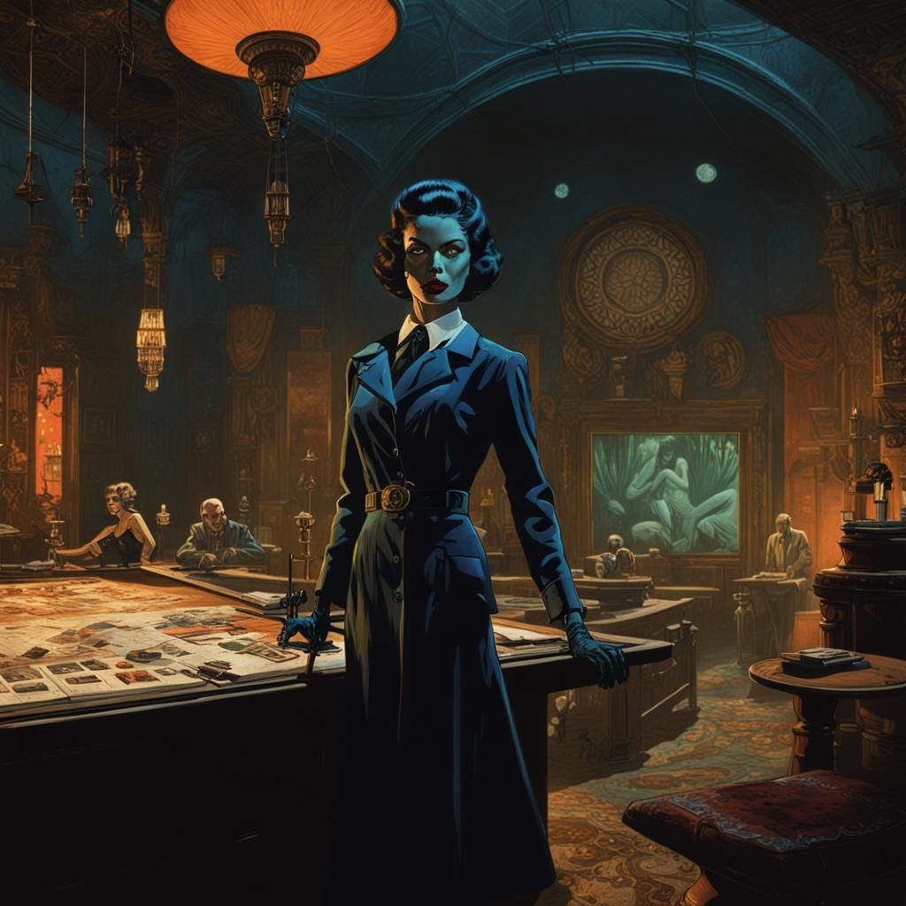 Occult Femme Fatale in Pulp Noir Style