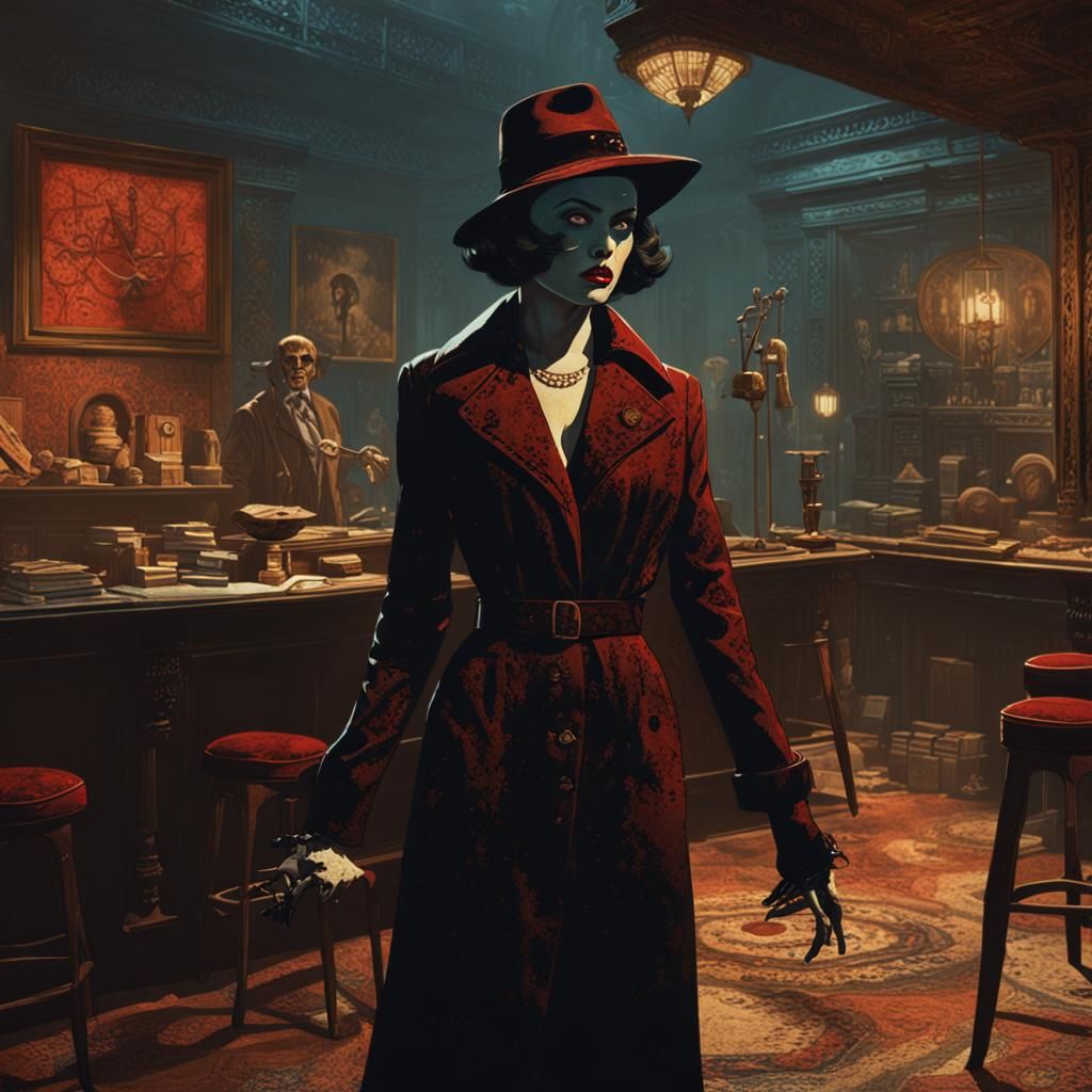 Occult Femme Fatale in Pulp Noir Style