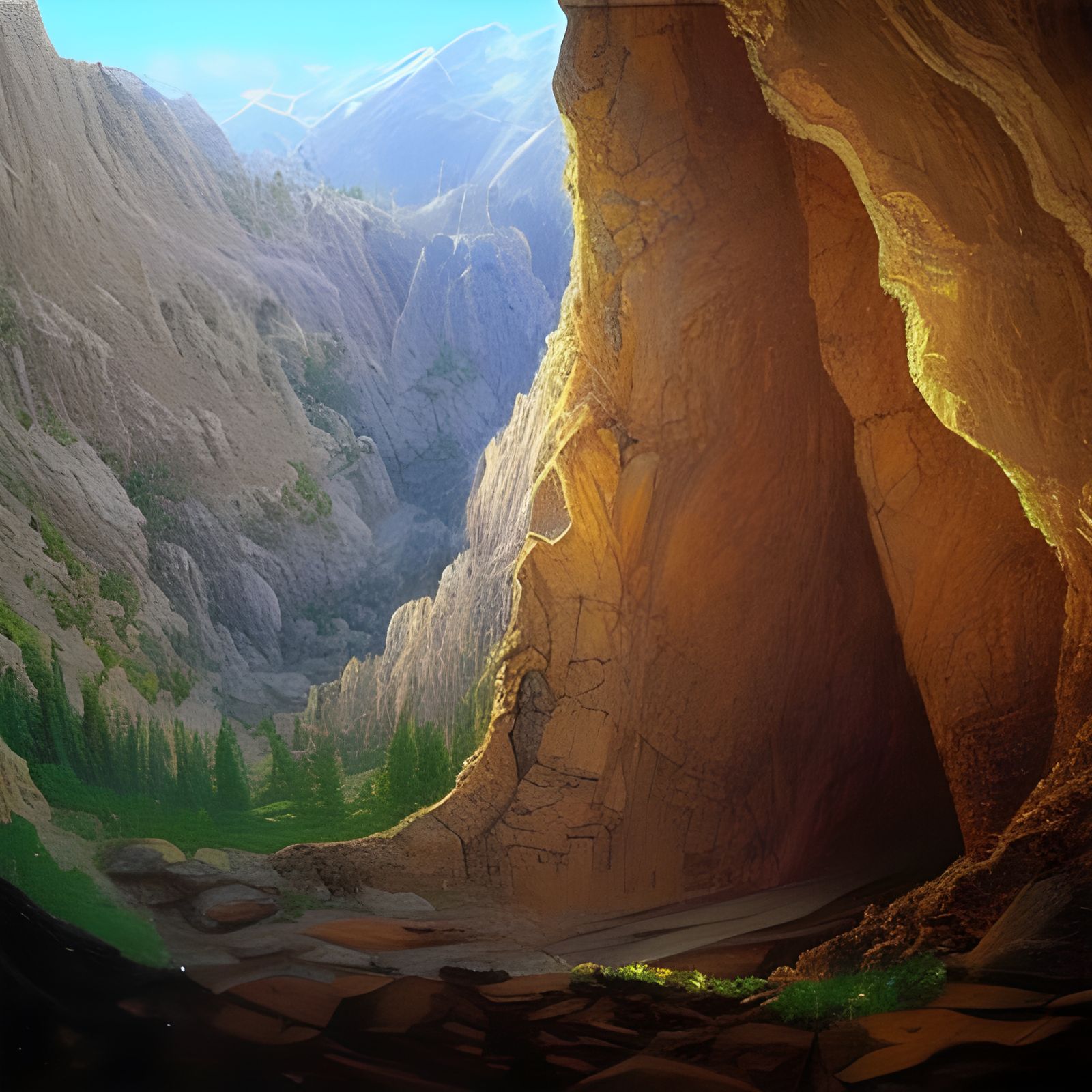 Mountain Cave Portal, Oil Painting by Gurney