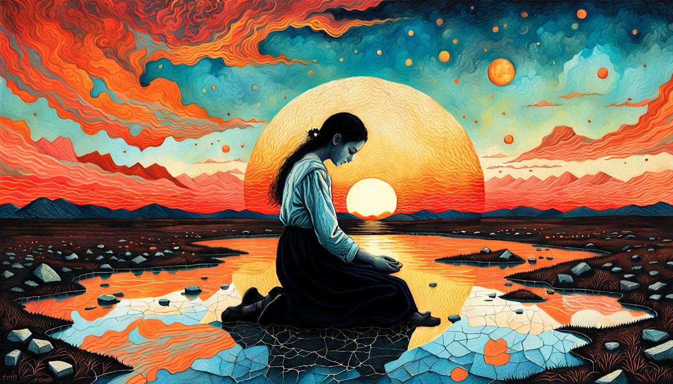 Surreal Bio Art Drawing of Wounded World