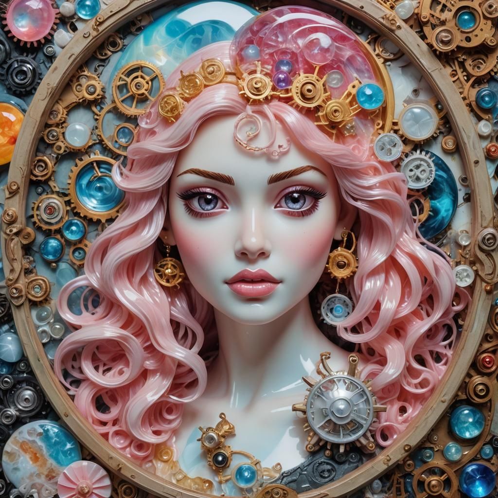 Moana vs Barbie: Opalescent Steampunk Portrait