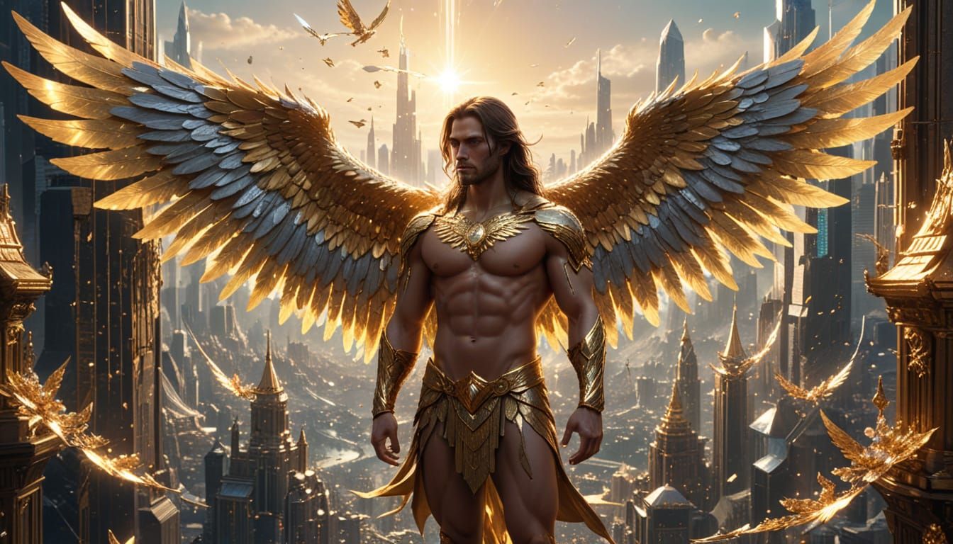 Crystal City of Shangri-La with Winged Beings