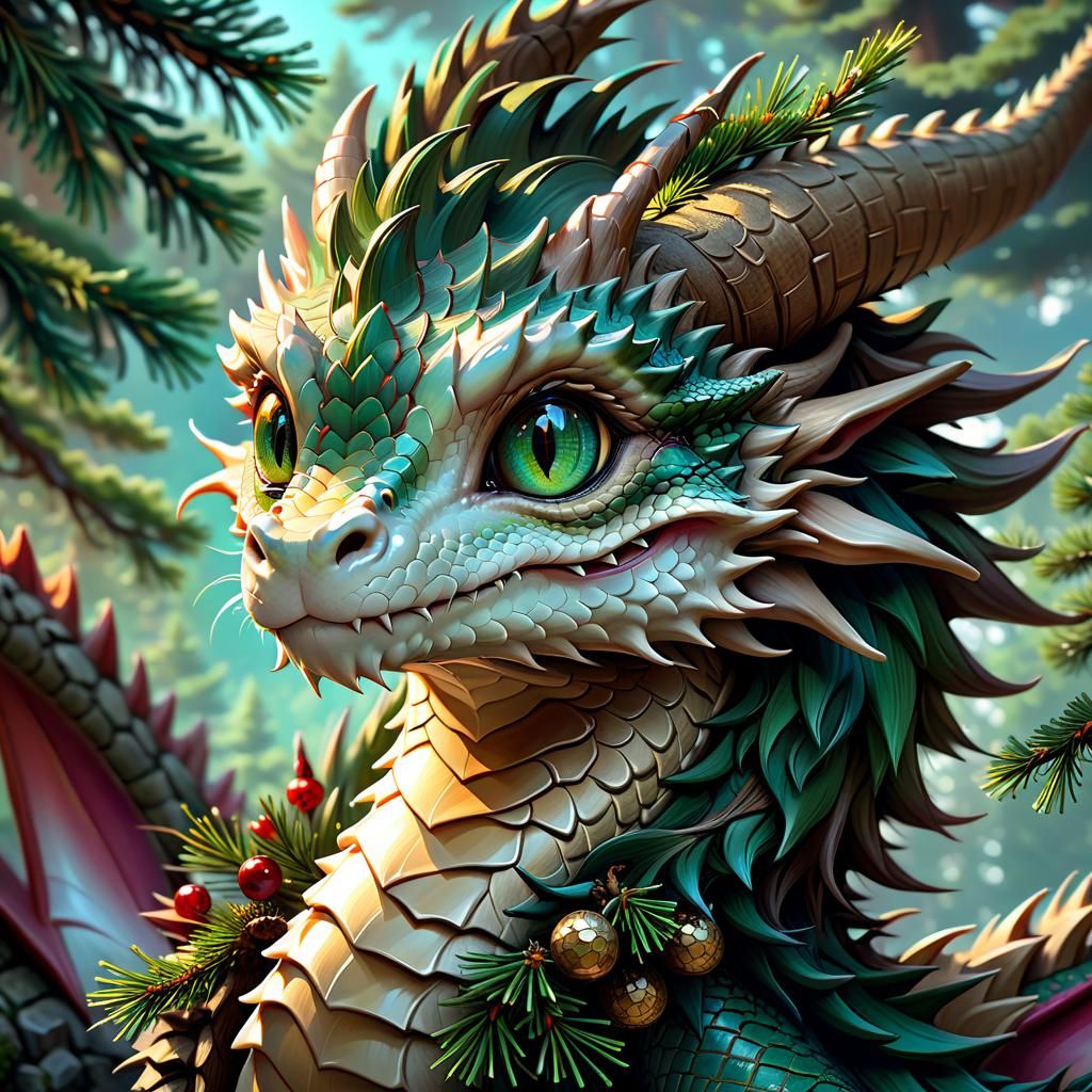 Anime Tree Dragon Portrait in 16k Resolution