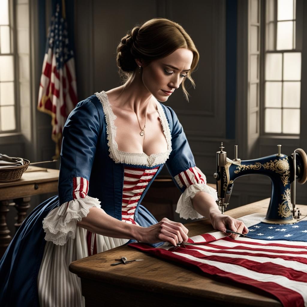 Emily Blunt as Betsy Ross Sewing Flag