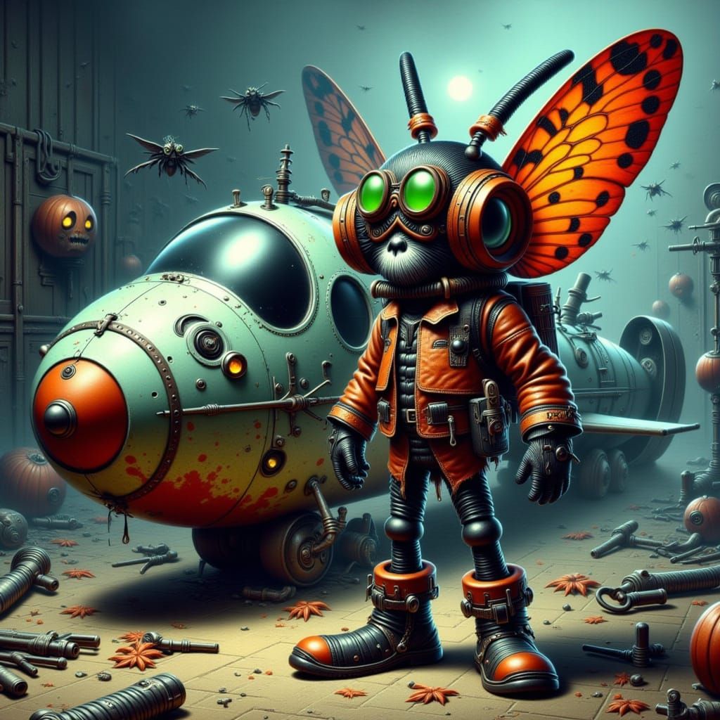 Futuristic Butterfly Mechanic with Speed-Air Vehicle