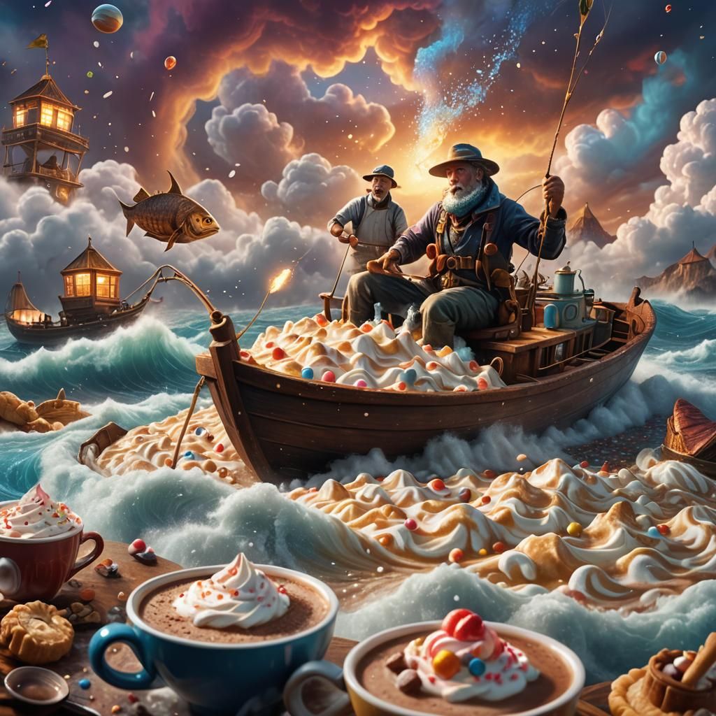 Fisherman Catches Giant Fish in Hot Cocoa Sea