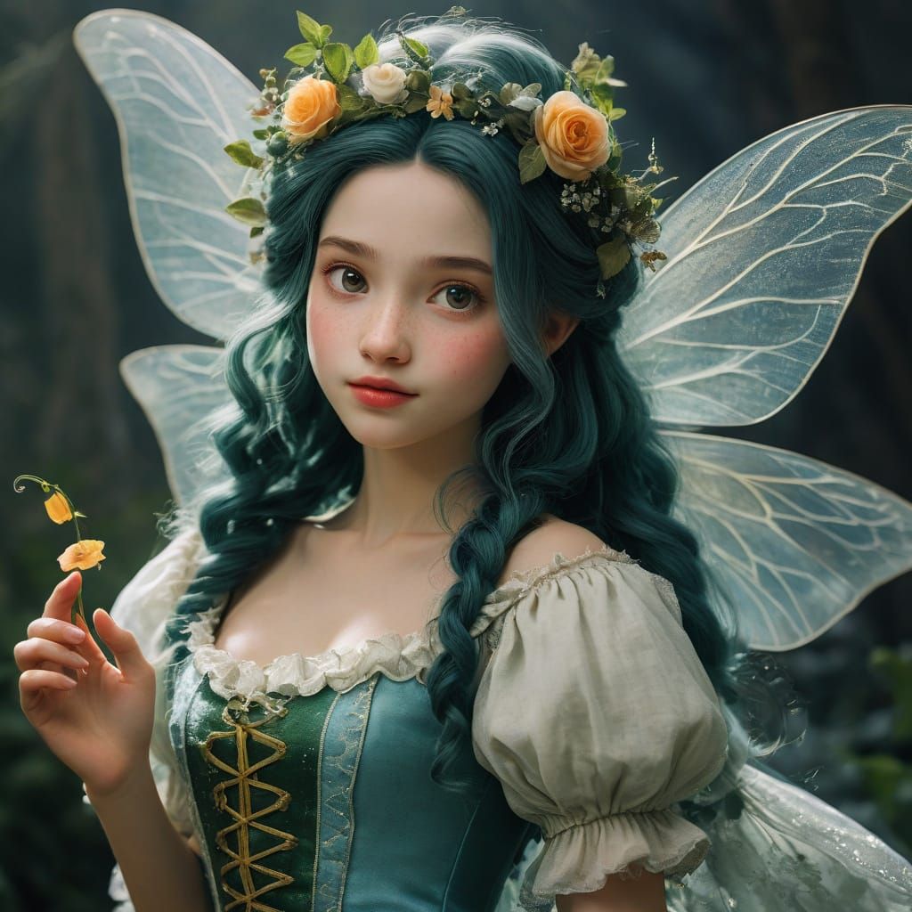 Timeless Fairy Tale Heroine in Whimsical Watercolor