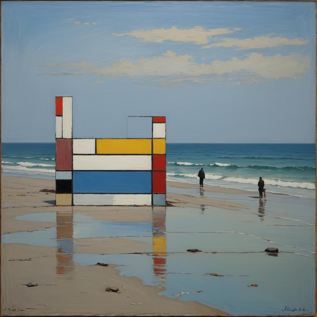 Abstract Seascape Inspired by Mondrian and Rothko