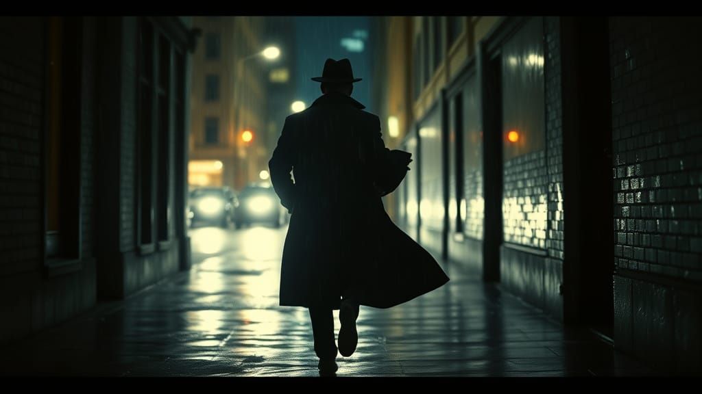 Gritty Film Noir Alleyway Fugitive