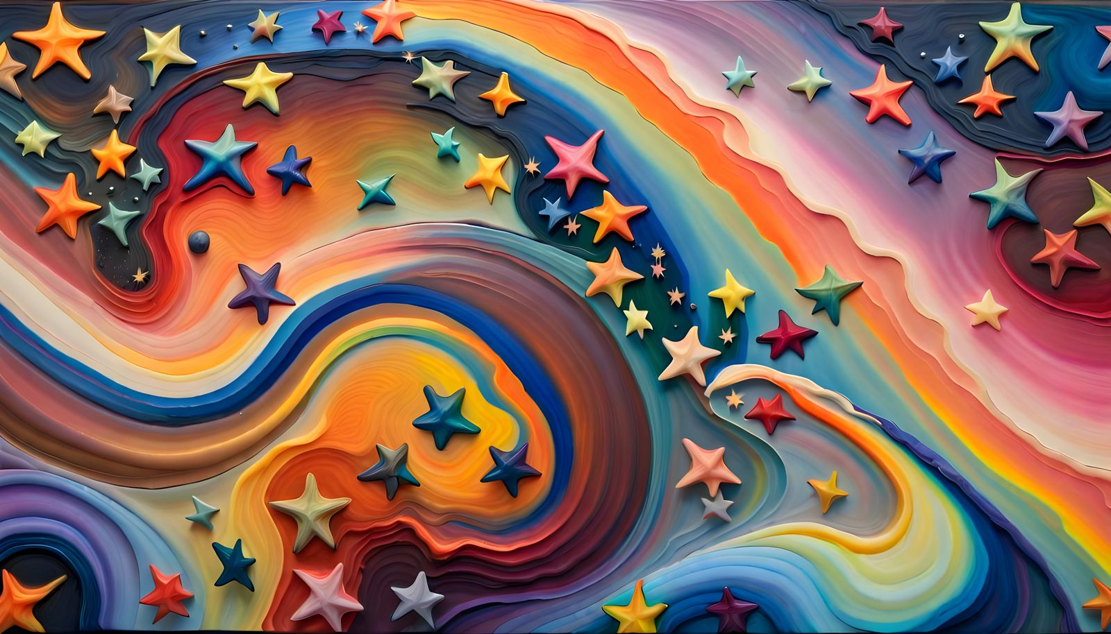 Iridescent Star Cluster in Aboriginal Impasto Style