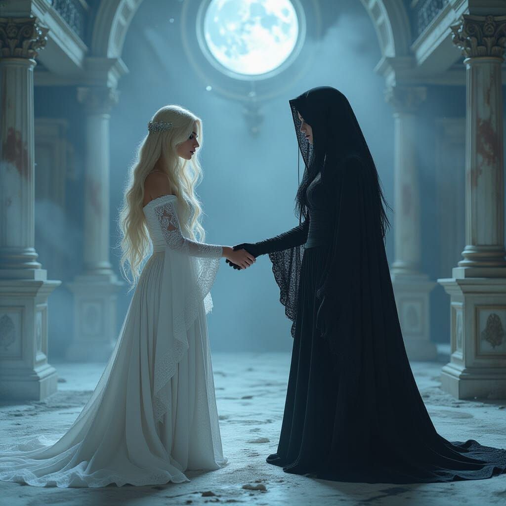 Gothic Fantasy: Woman Encounters Spectral Self