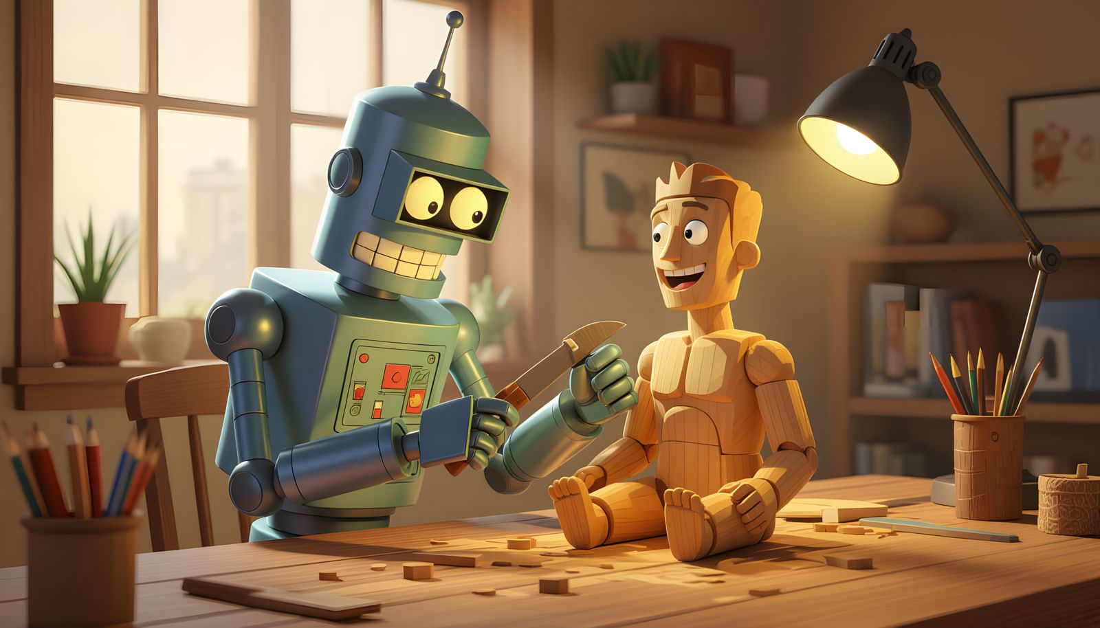 Bender Carves a Human: A Disney-esque Illustration