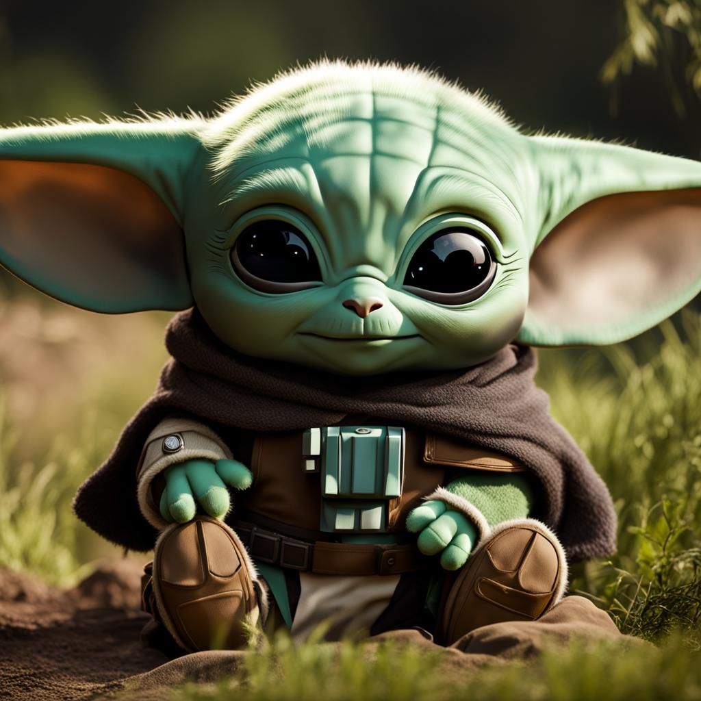 Grogu Hugs a Toy and Kisses It