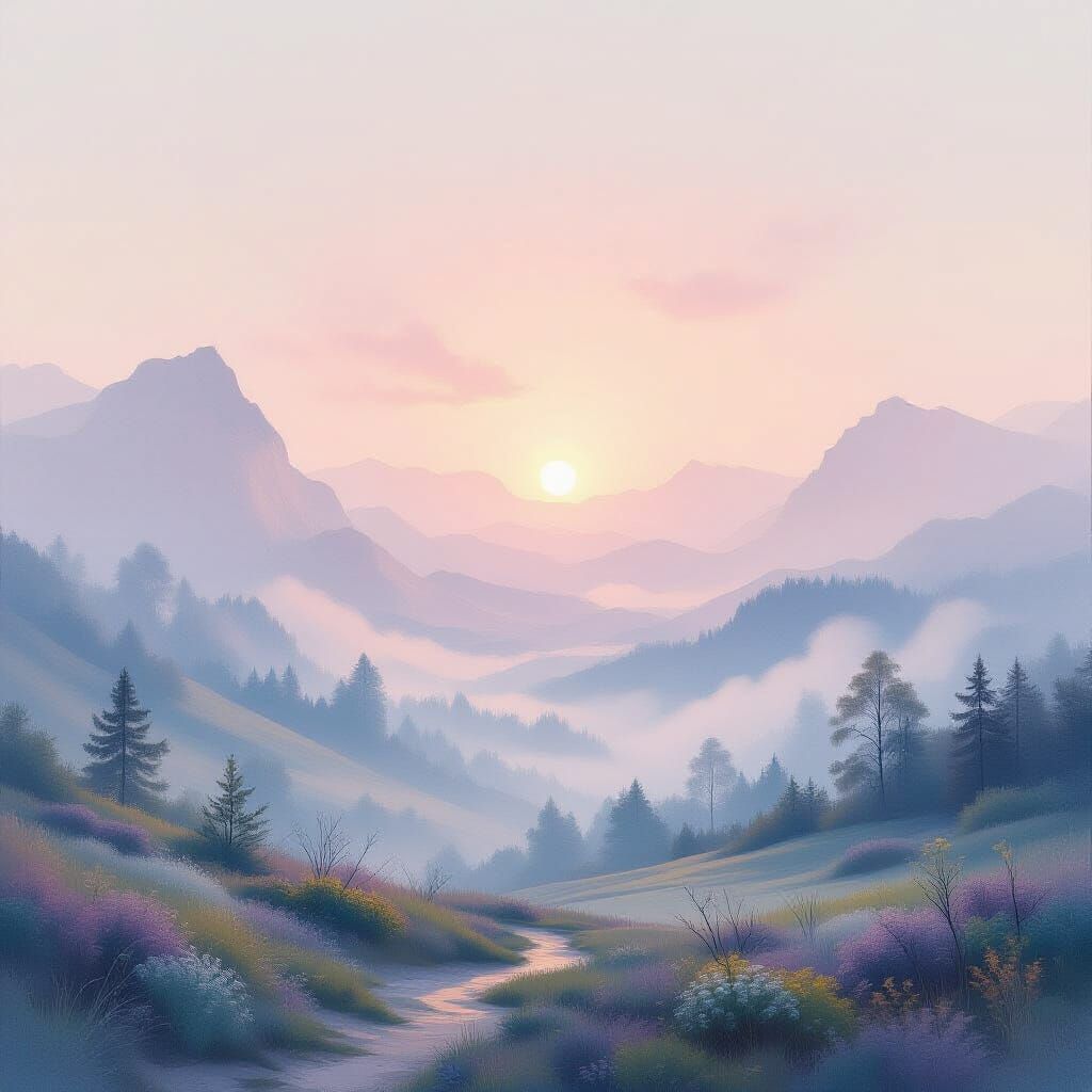 Ethereal Dreamscape in Soft Pastel Hues