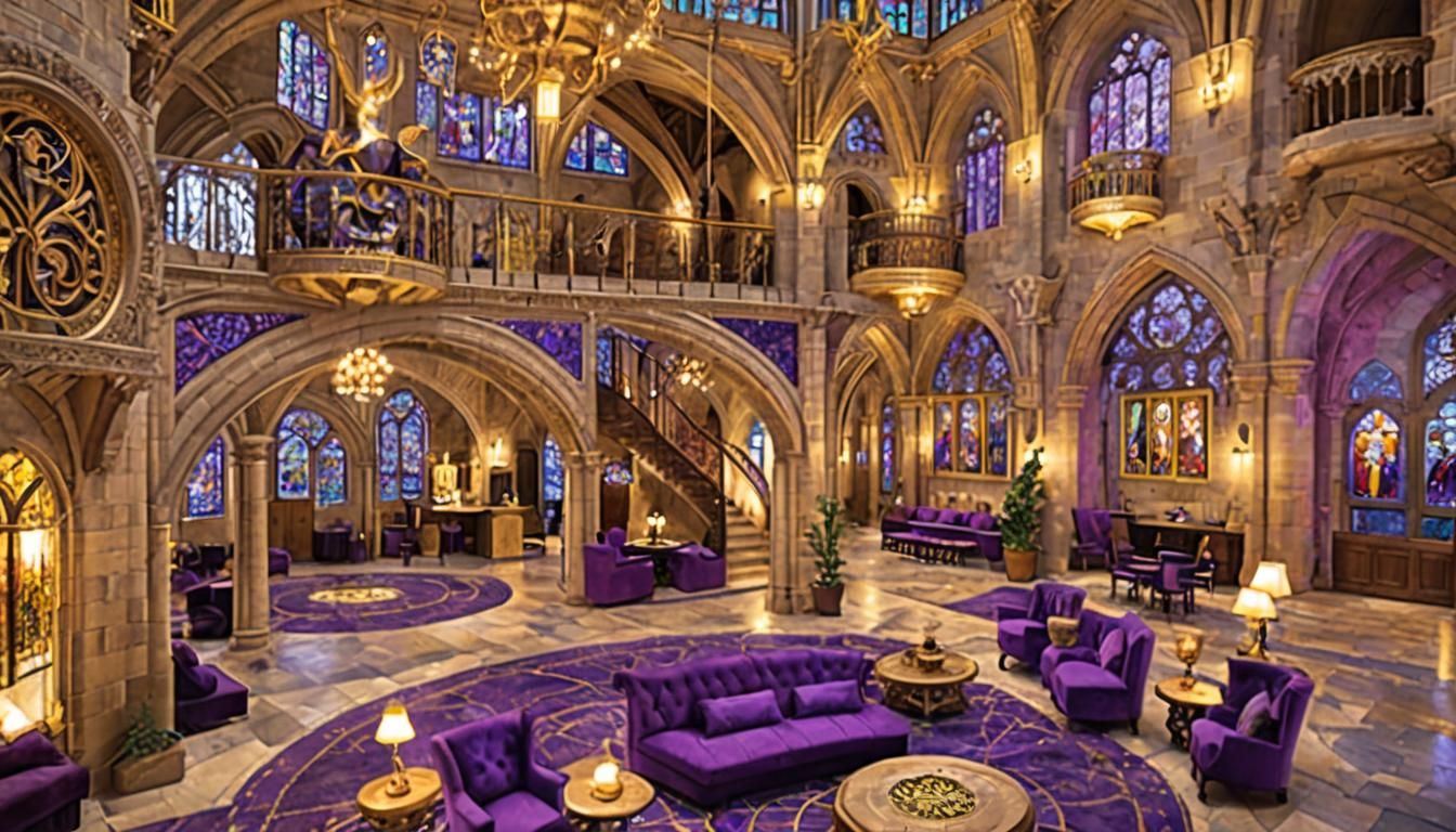 Romanesque Mezzanine with Stained Glass and Relaxation Areas