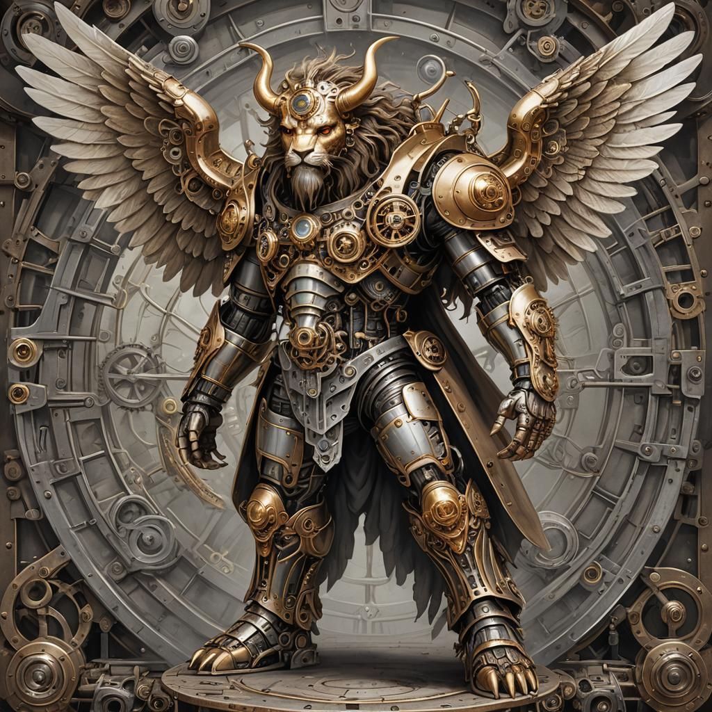Angel that has four faces, four wings, and straight feet wit...