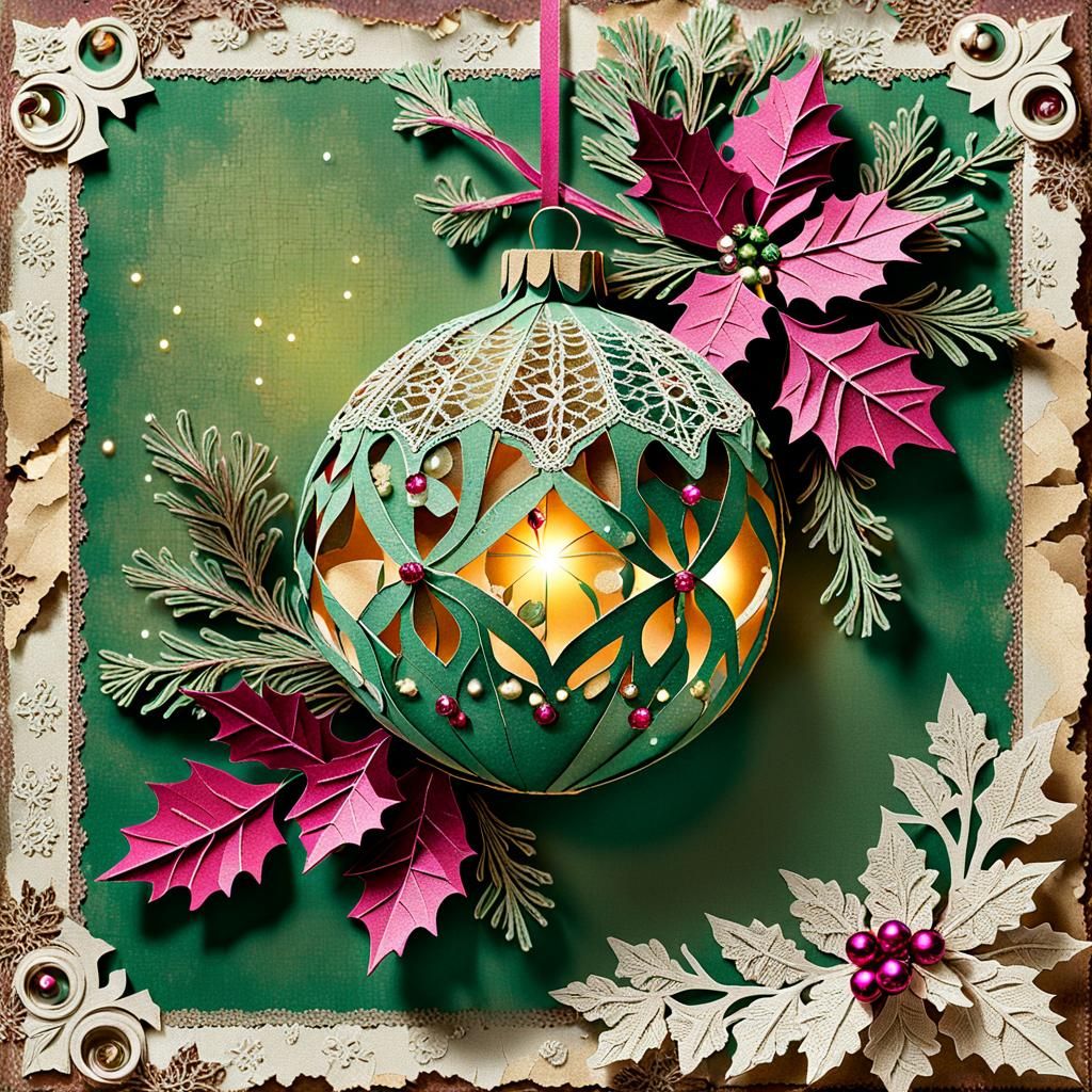 Vintage Christmas Canvas with Whimsical Charms