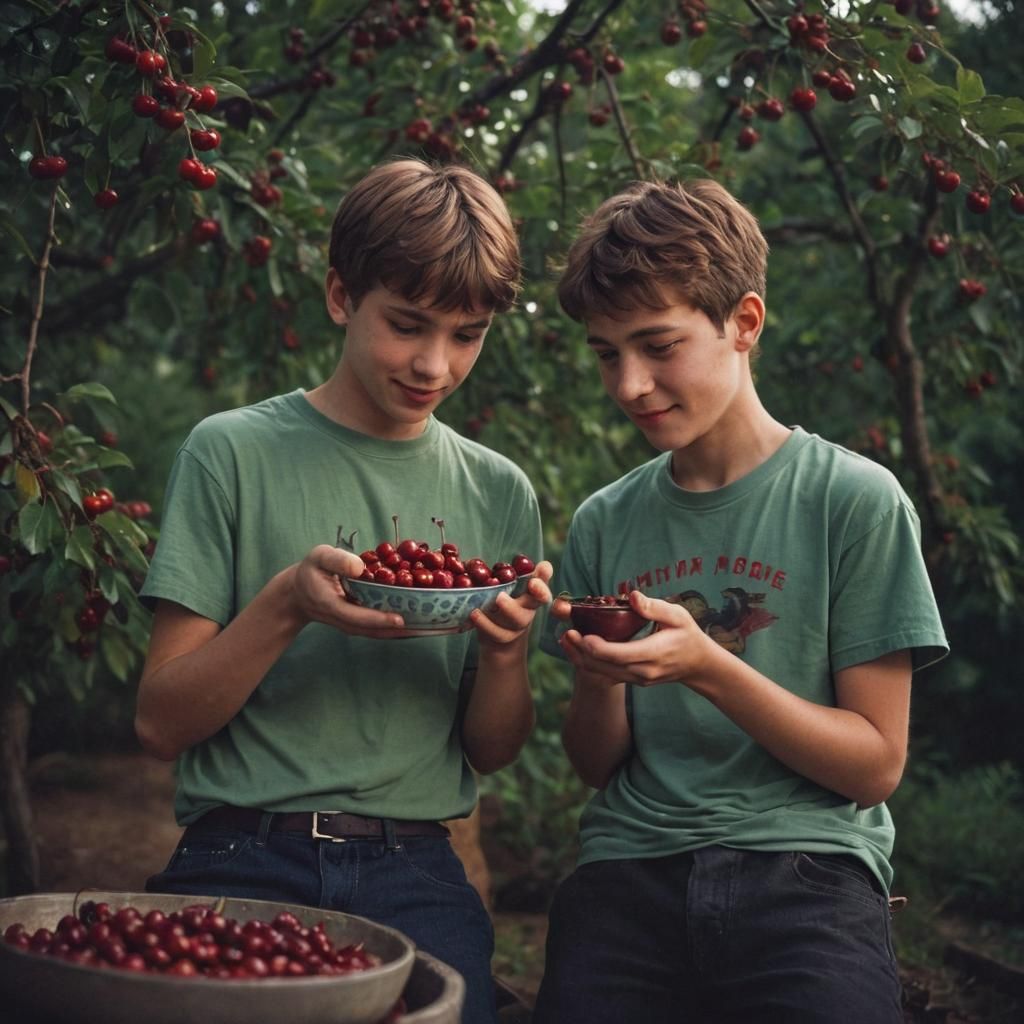 Romantic Cherries: A Cinematic Film Still