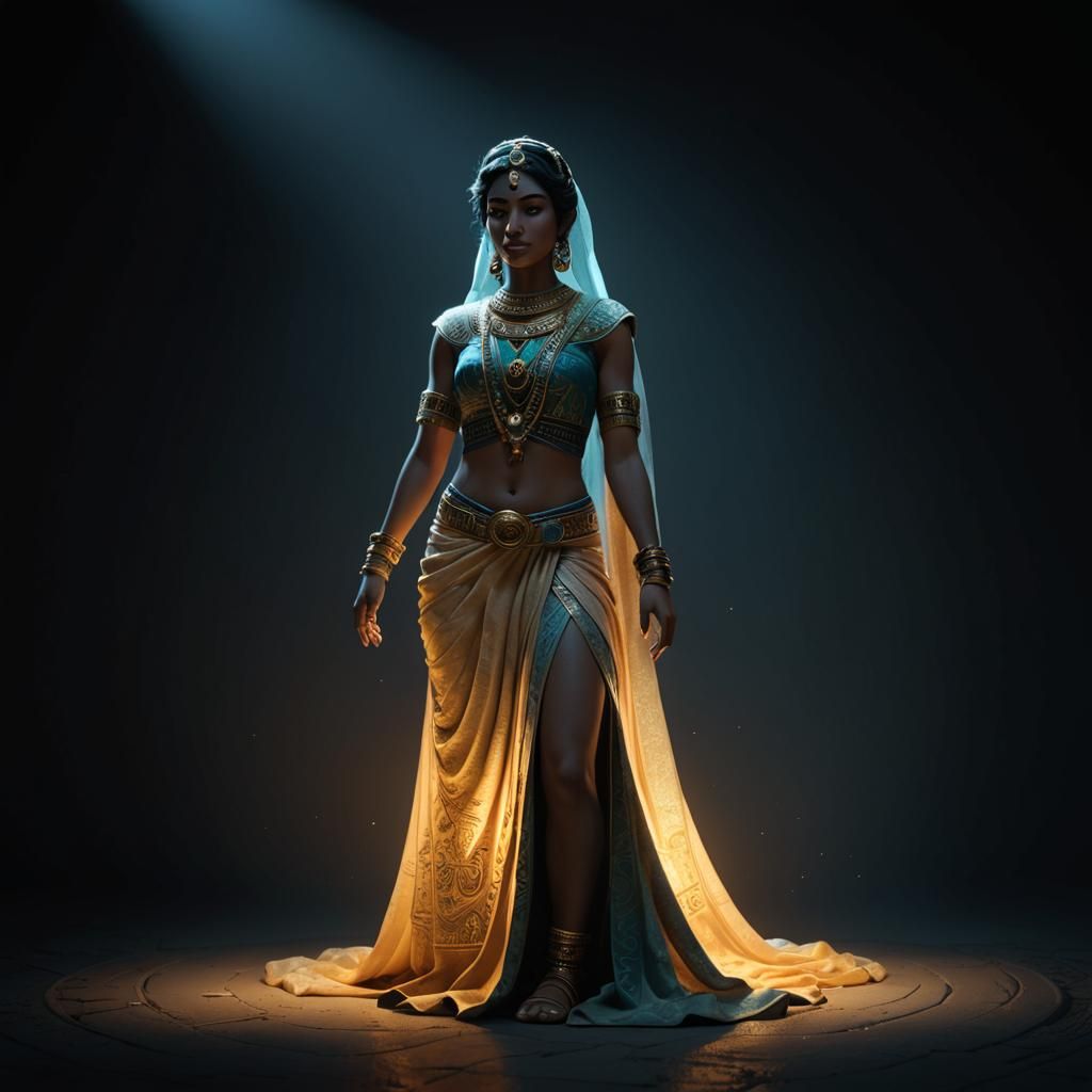 Exotic Belly Dancer in Ethereal Light