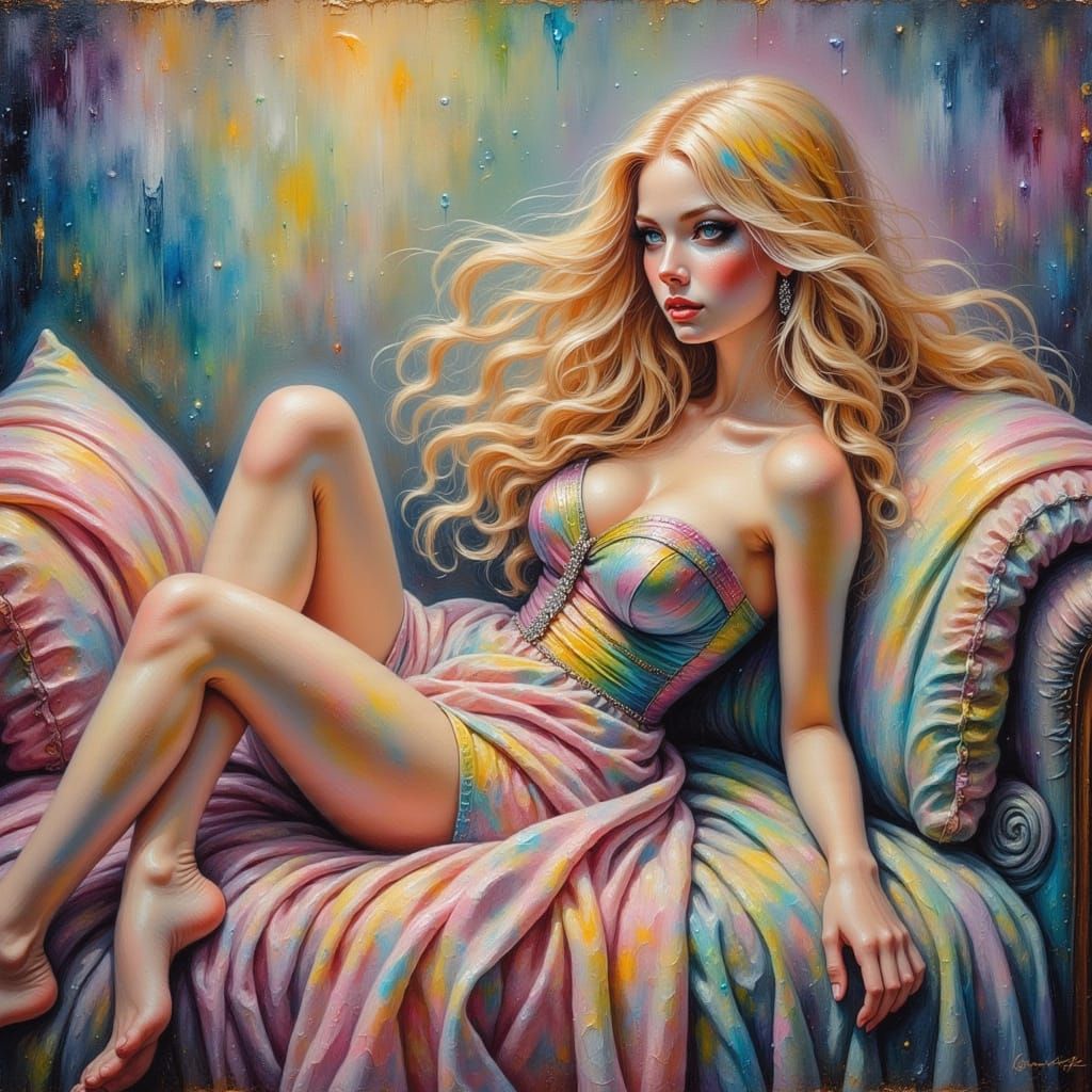 Surrealist Goddess in Soft Focus, Smooth Impasto Painting