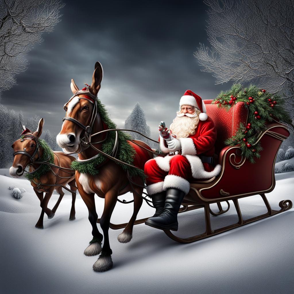 Santa in the Sleigh with Dunkey's