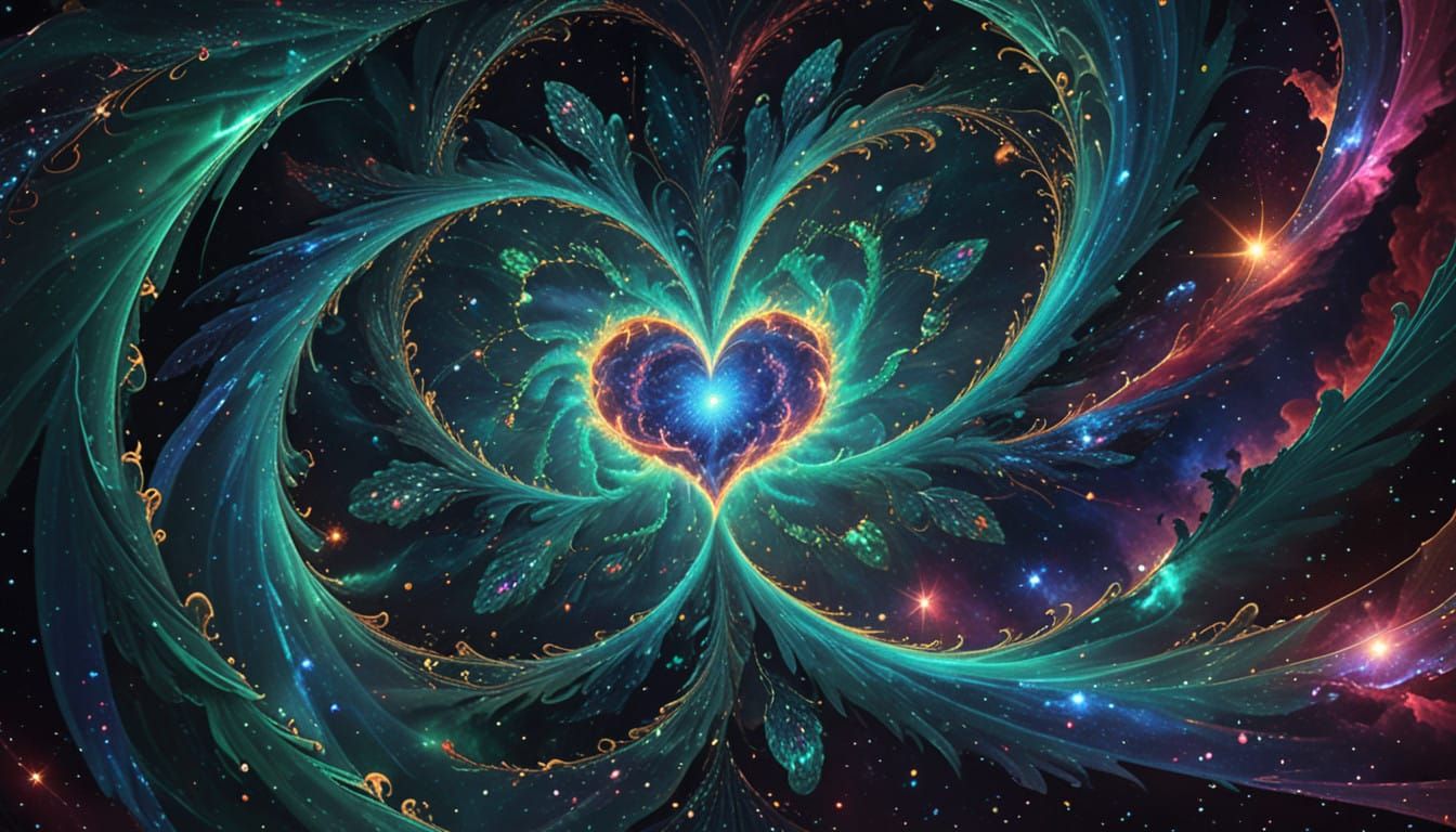 Cosmic Vortex of Emerald, Sapphire, and Ruby Hues