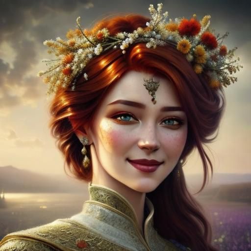 Ghostly Gothic Portrait of Woman with Flower Crown