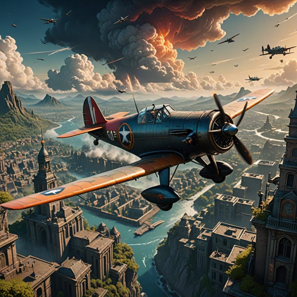 1920s Biplane Daredevil Flyby Poster