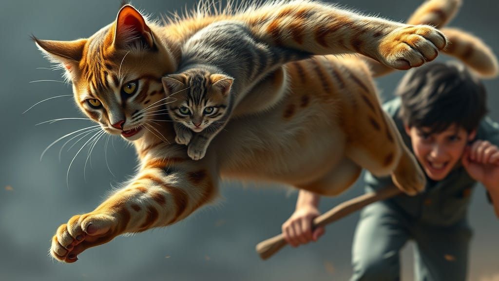 Hyper-Realistic Feline Hero Leaps to Save Frightened Kitten...
