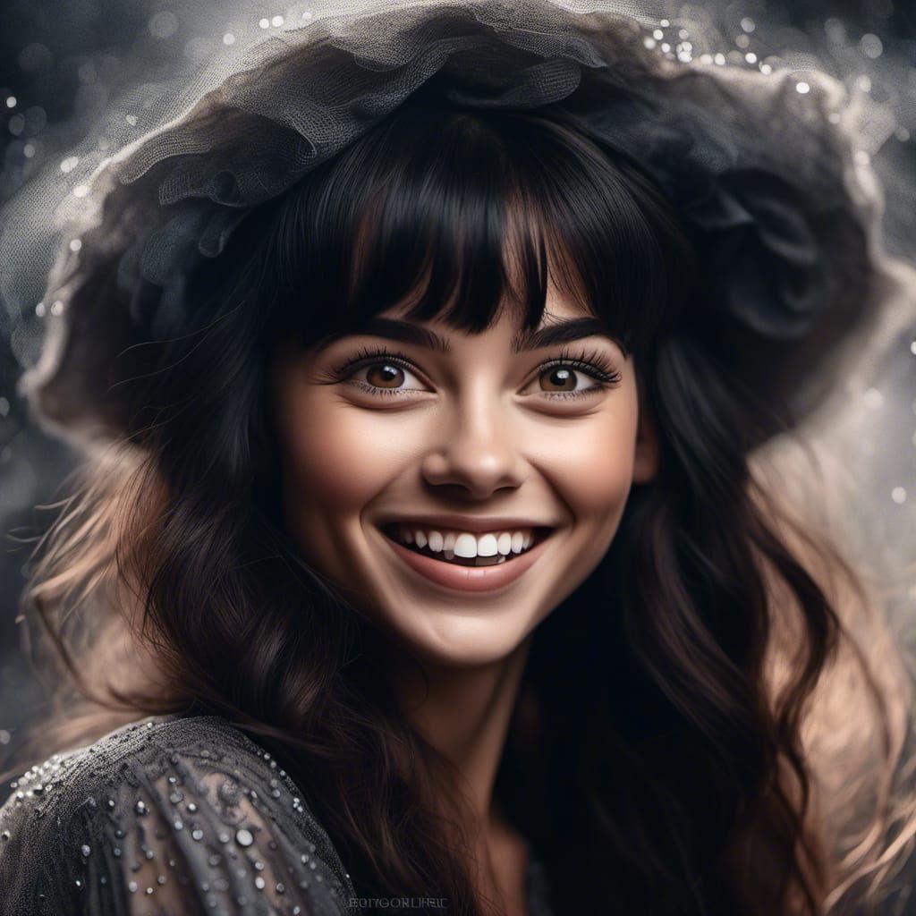 Laughing Woman Portrait with Opulent Eyes