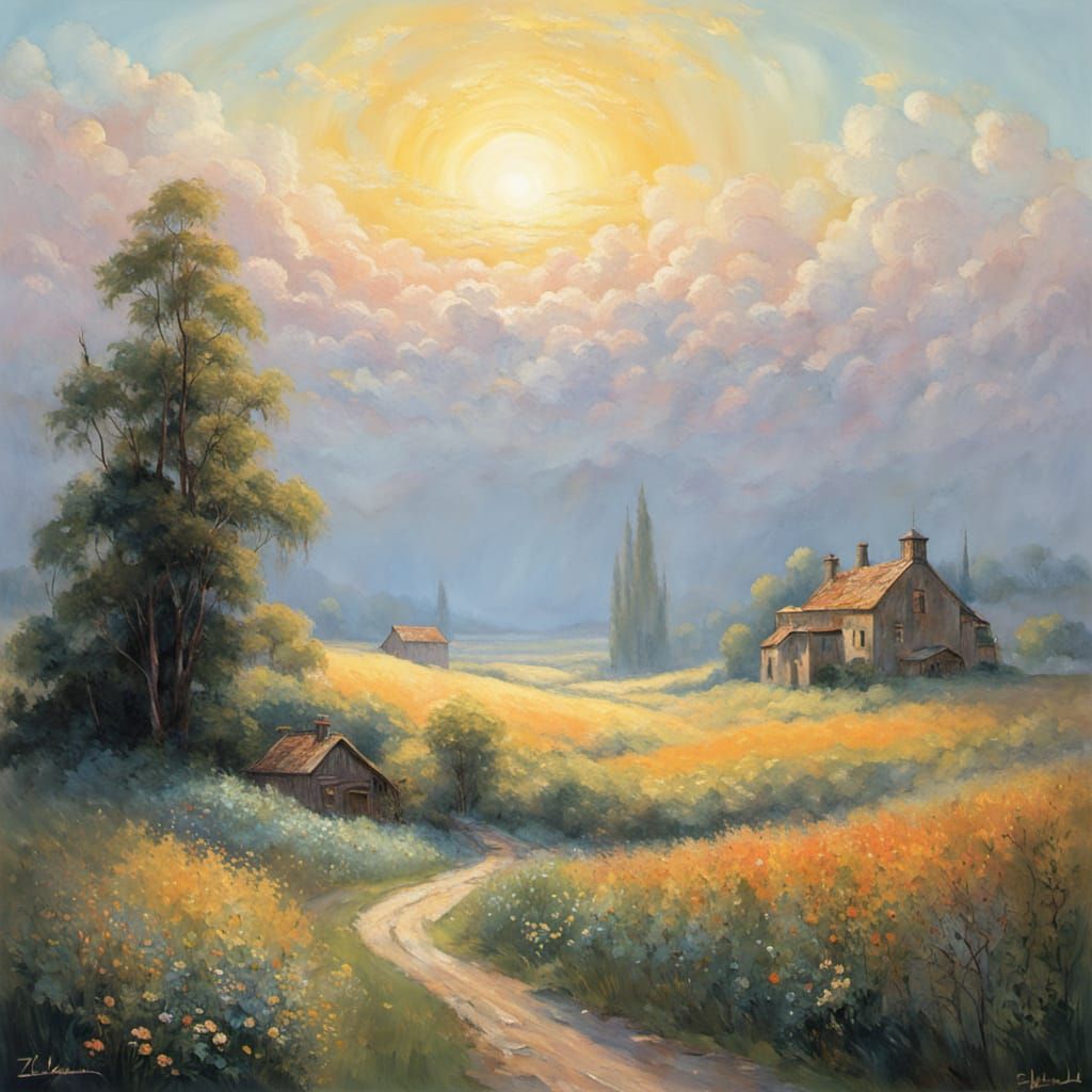 Golden Sun Radiates Warmth Across a Serene Sky