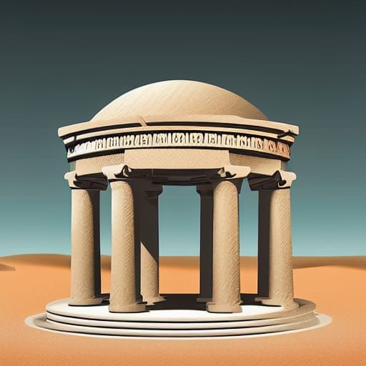 Sci-Fi Greek Temple Gazebo in Desert Illustration