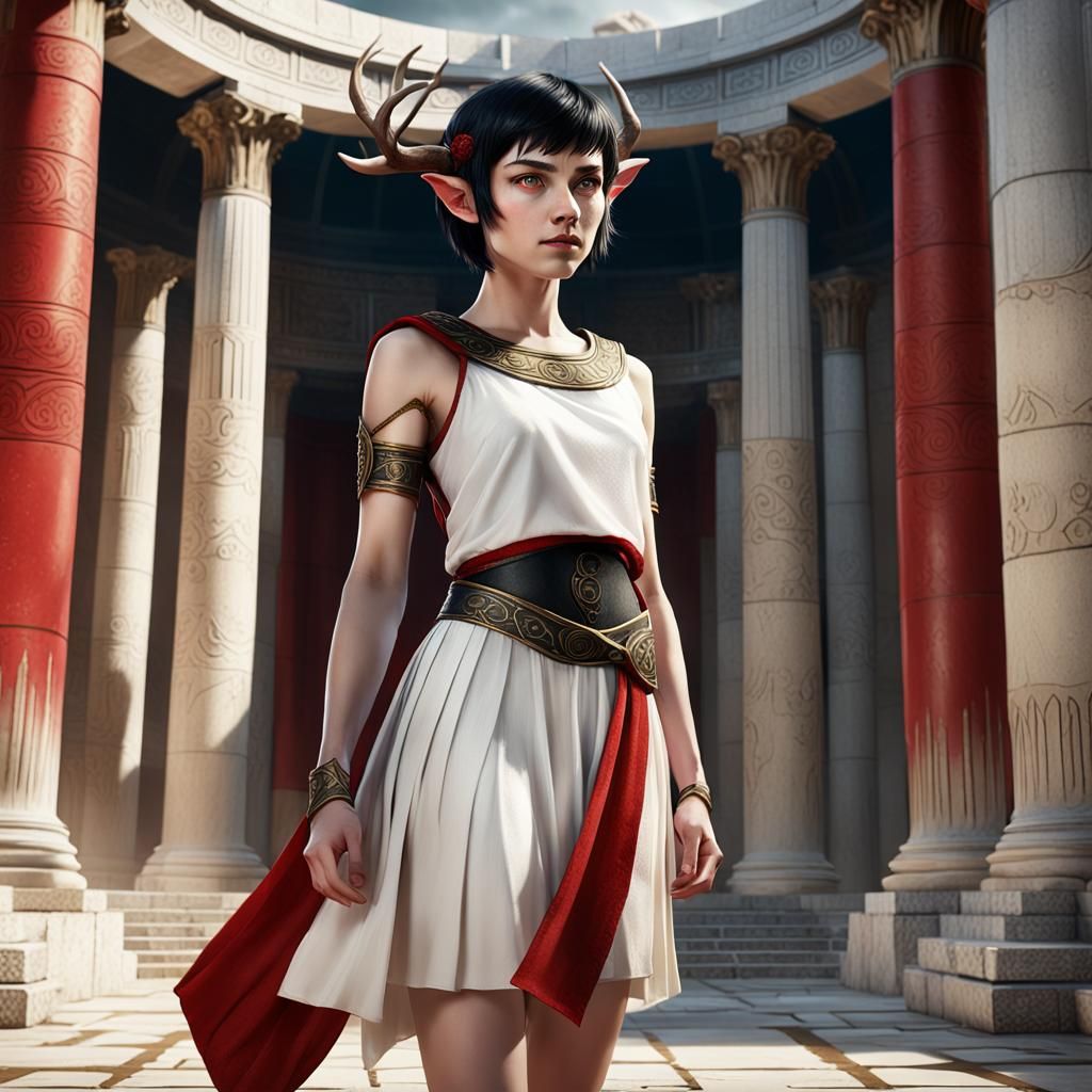 Elf in Greek Toga at the Ancient Olympics