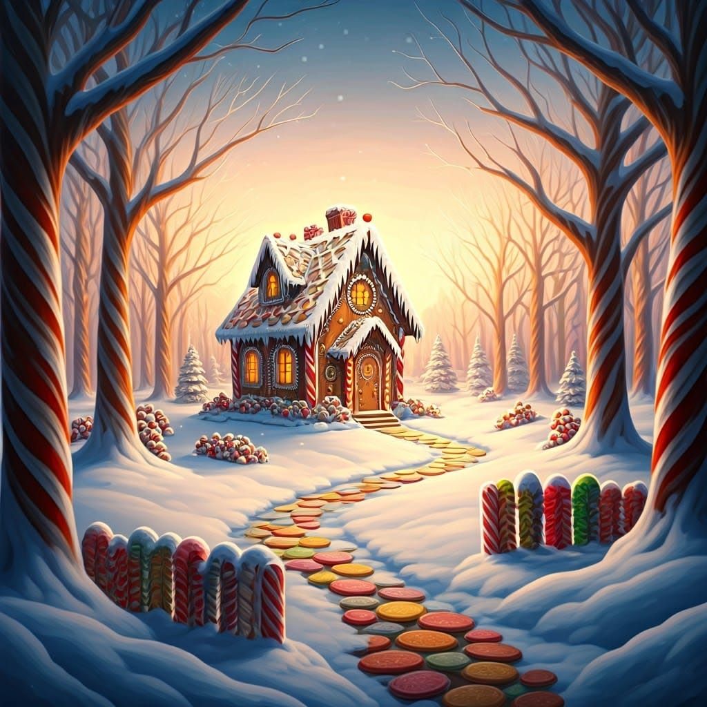 Gingerbread House in a Winter Wonderland