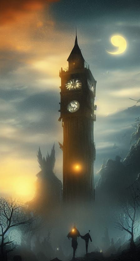 Moonlit Soldier Shadow at Golden Nightfall