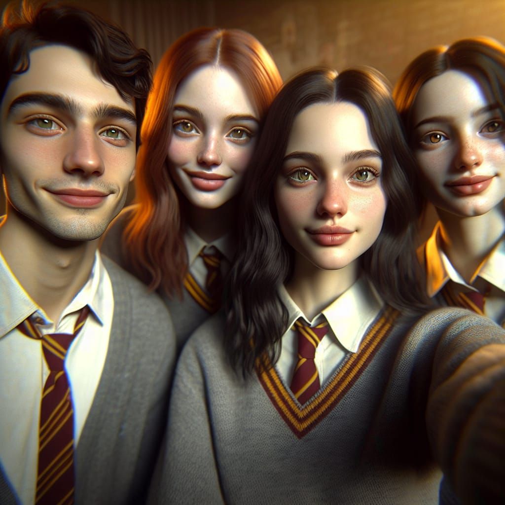 Hogwarts First-Year Students Take a Photorealistic Selfie