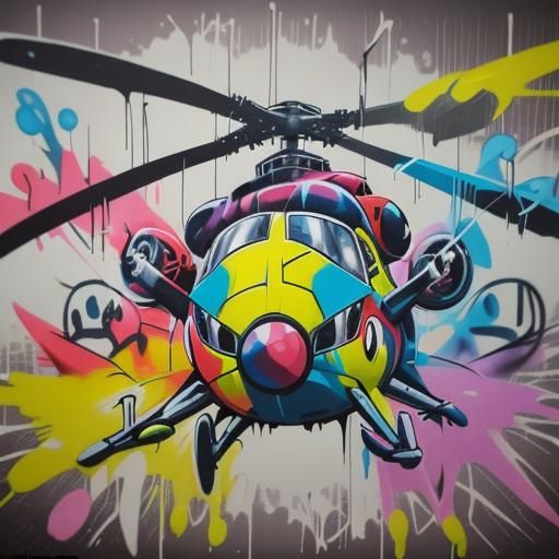Pokemon Helicopter in Graffiti Splash Art Style