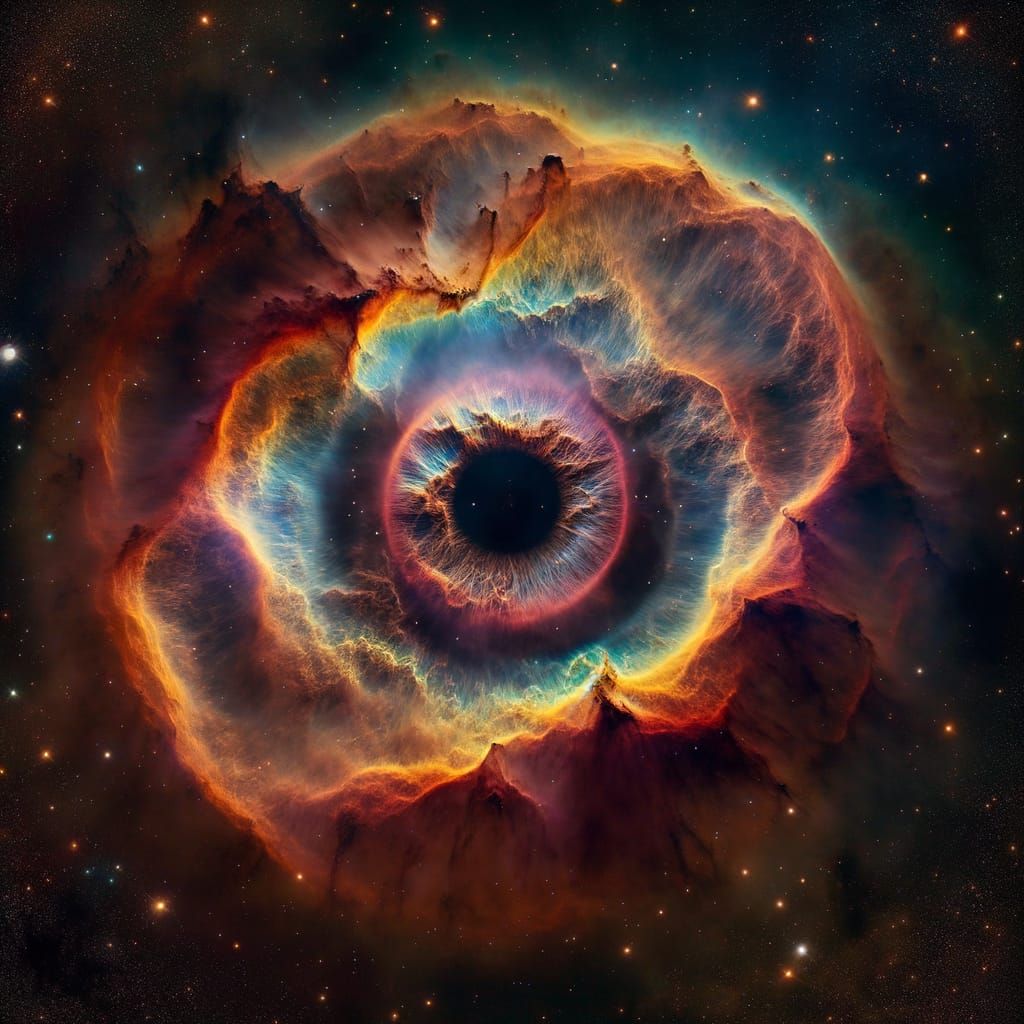 Eye-Shaped Planetary Nebula in Vibrant Colors