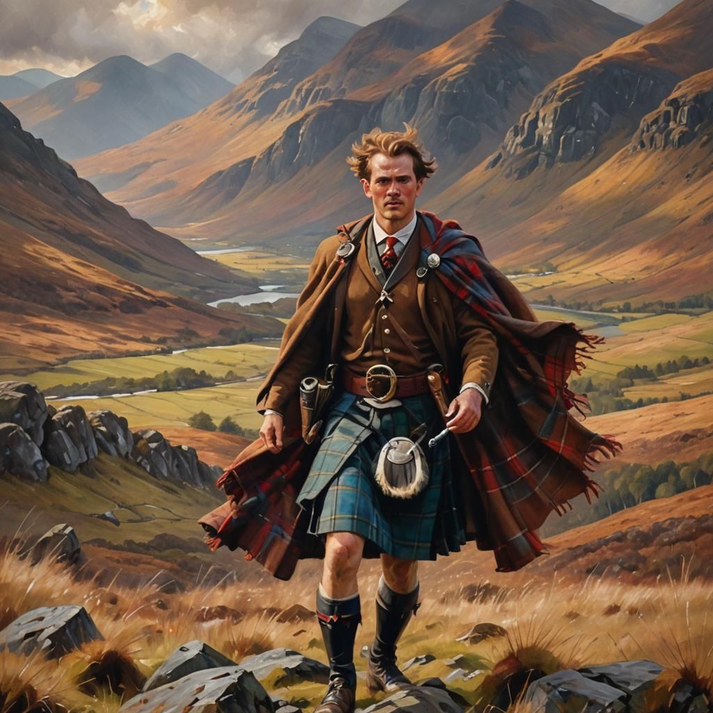 Highland Scotsman in Romantic Era Landscape Painting