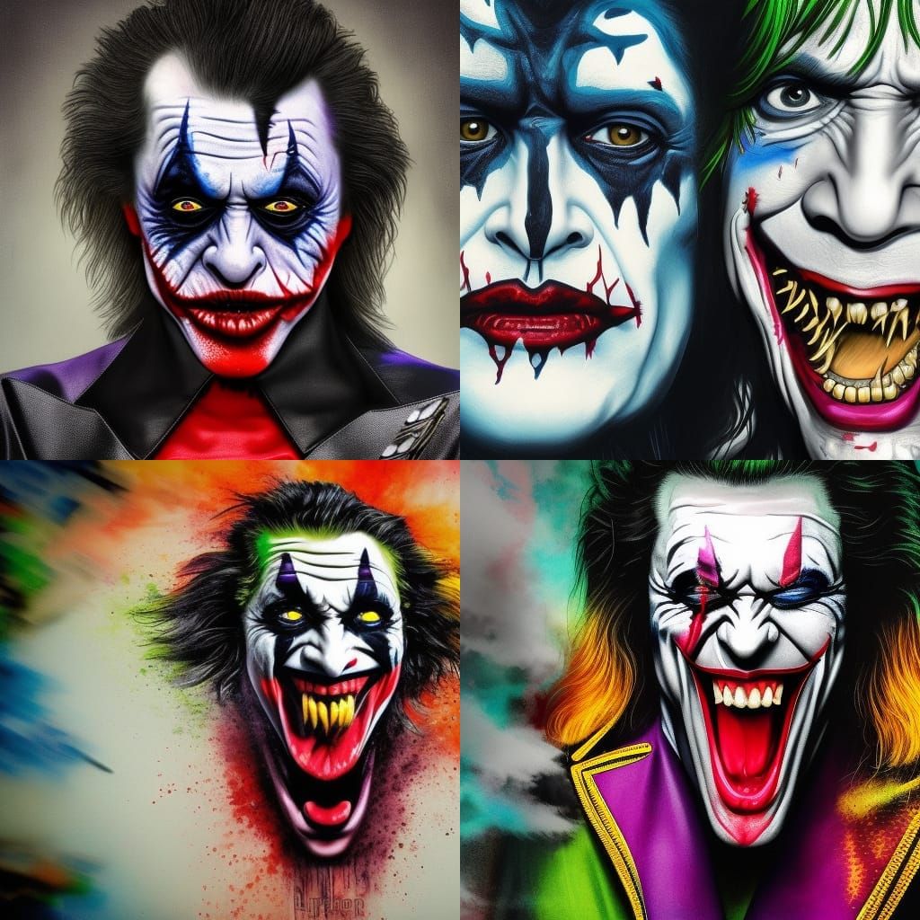 Ultra realistic 4k hd Gene Simmons is the joker with long to...
