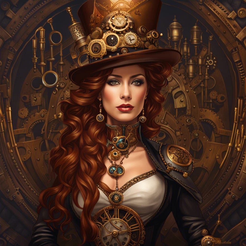 Steampunk Queen Portrait in Victorian Style