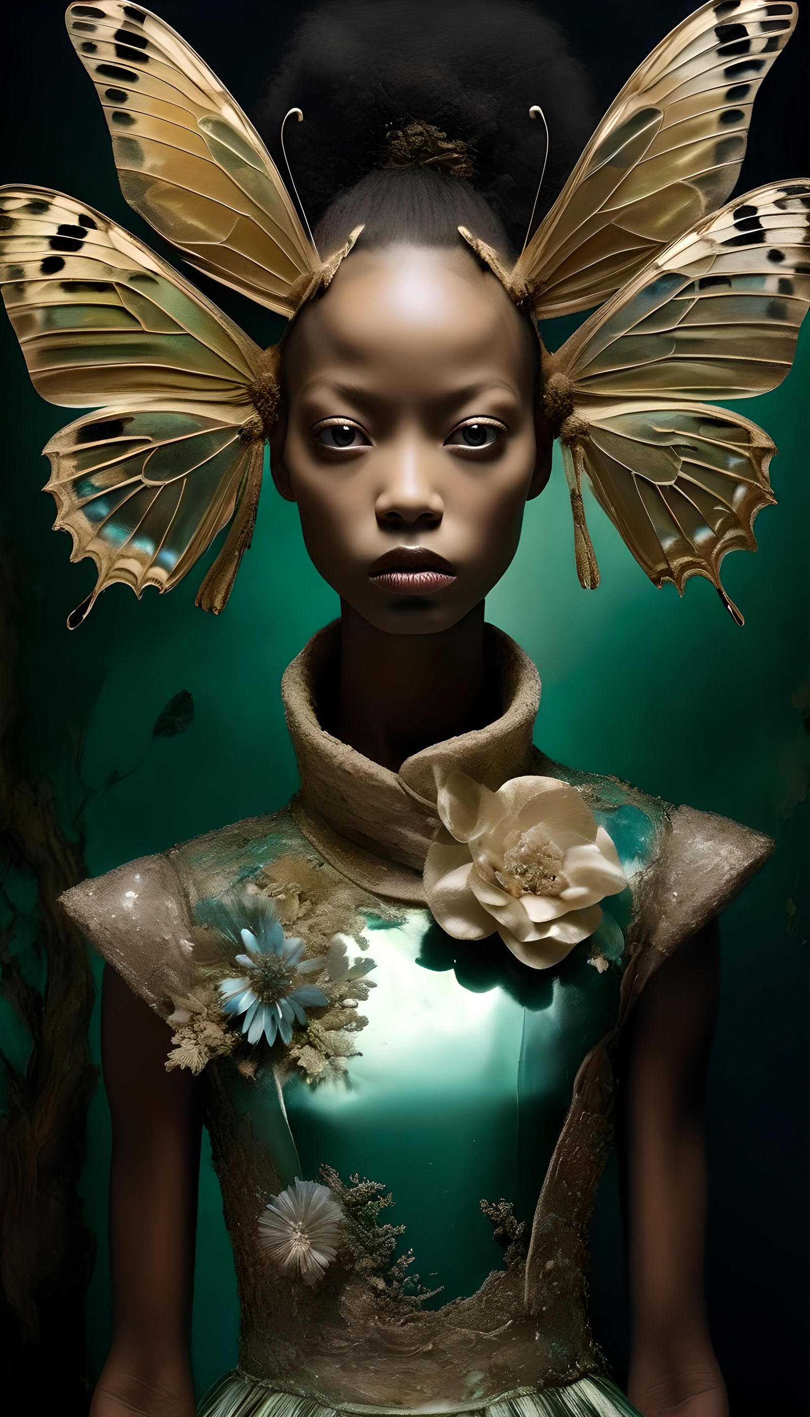 Surreal Moth Portrait as 3D Collage