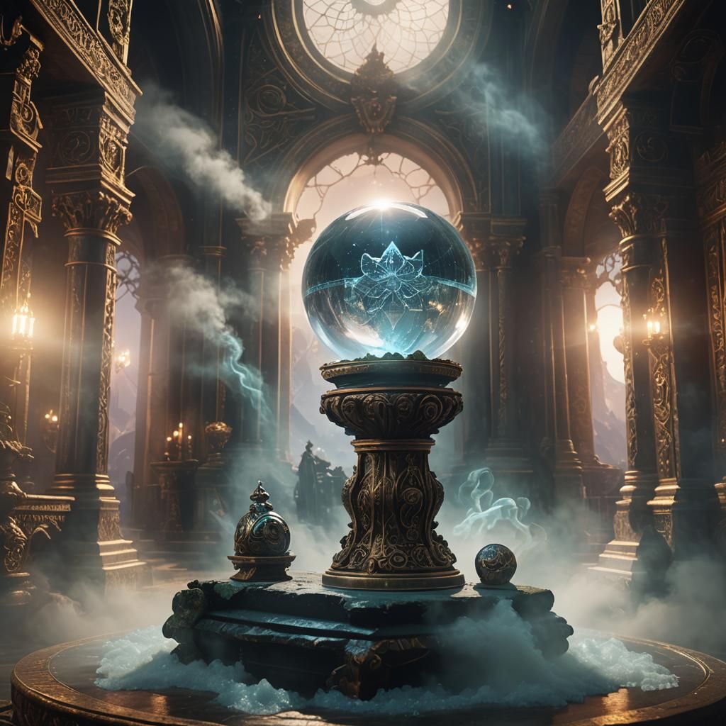 Mystical Crystal Ball on Pedestal Digital Painting
