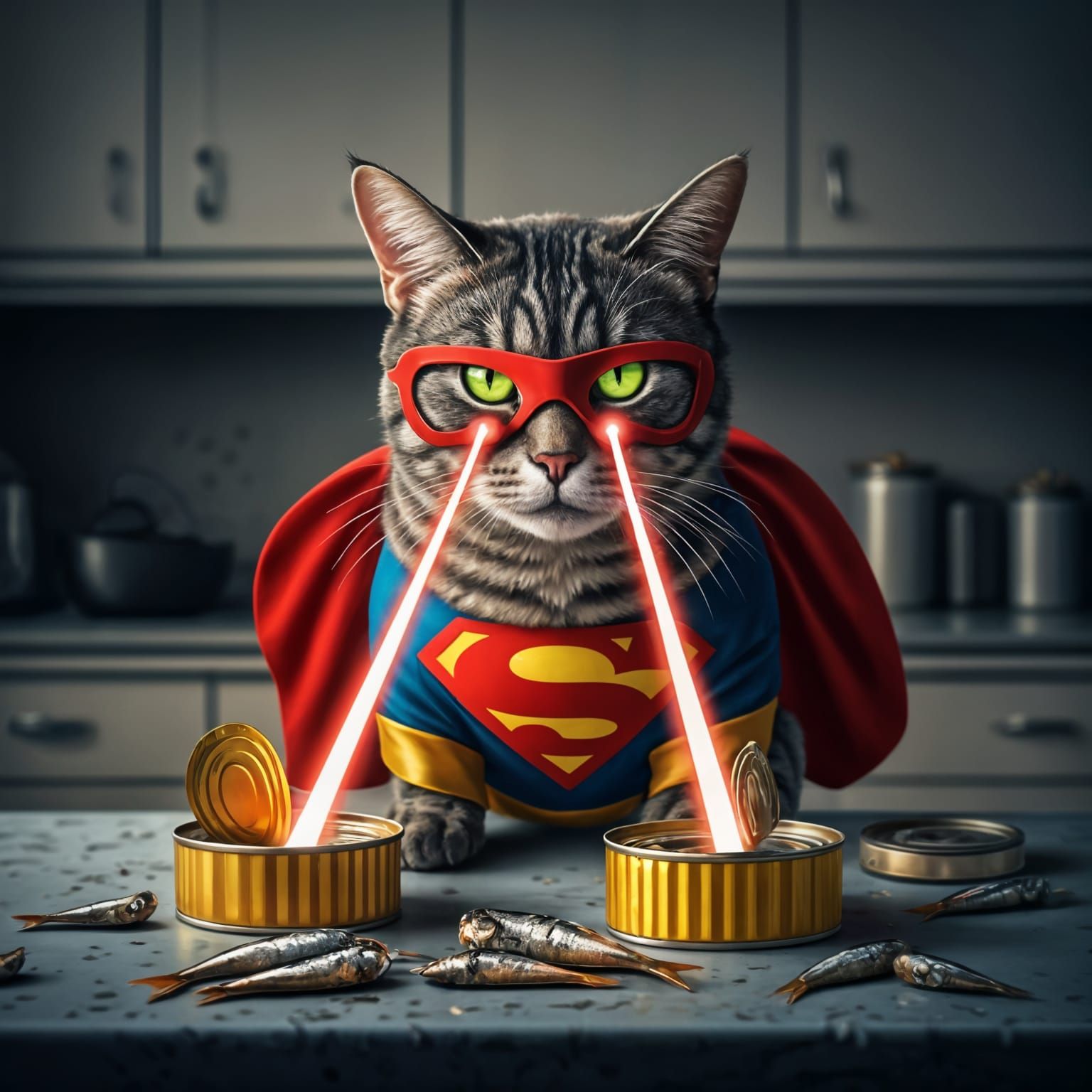 Whimsical Superhero Cat Saves the Day
