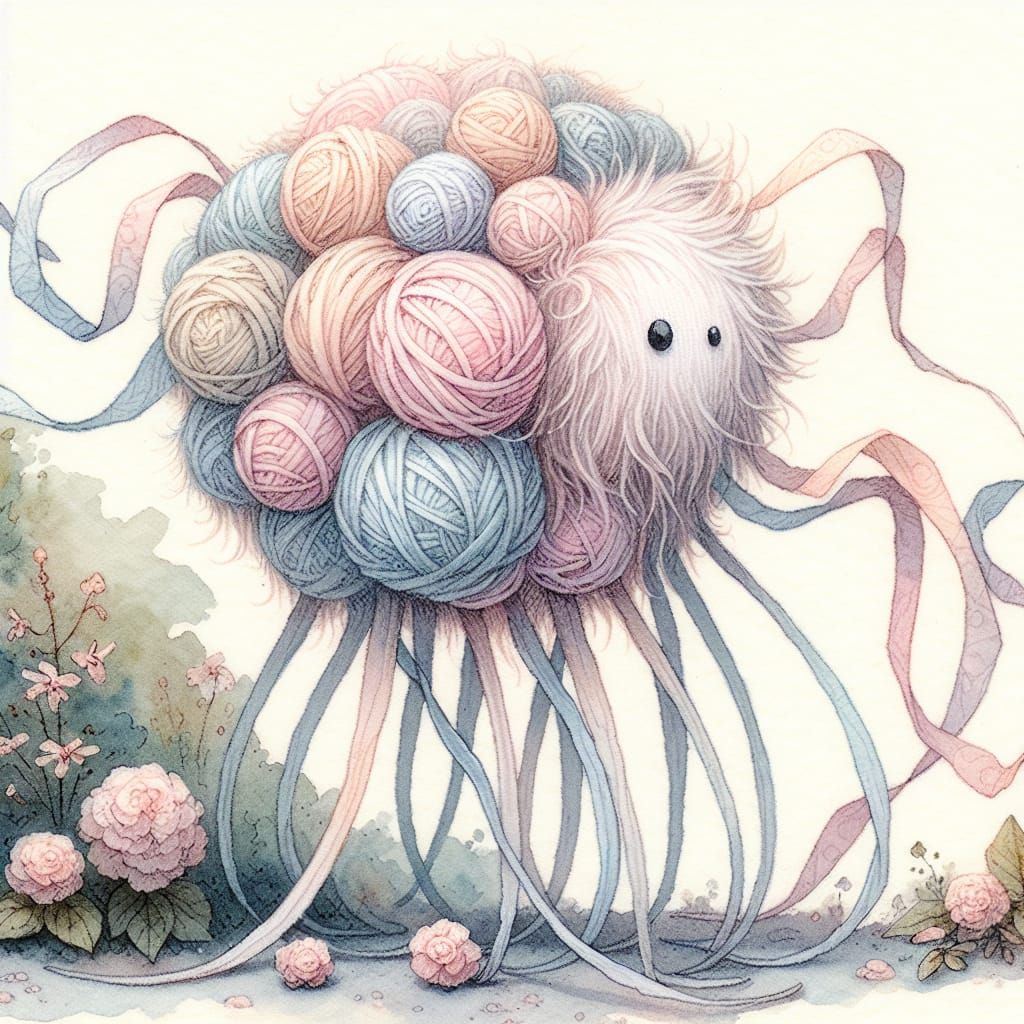 Whimsical Fantasy Creature in Pastel Watercolors