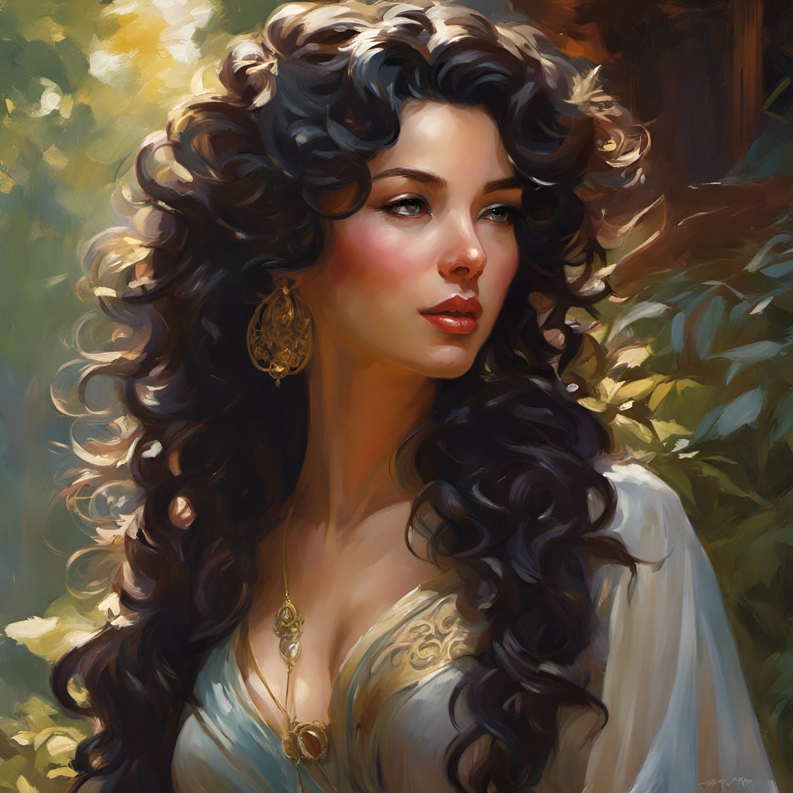 Confident Black Woman Portrait in Fantasy Art Style