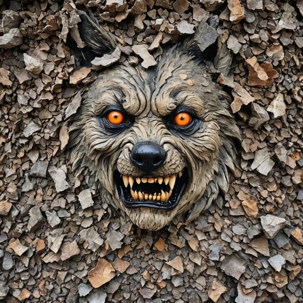 Horrific Distorted Face Representing Humanity