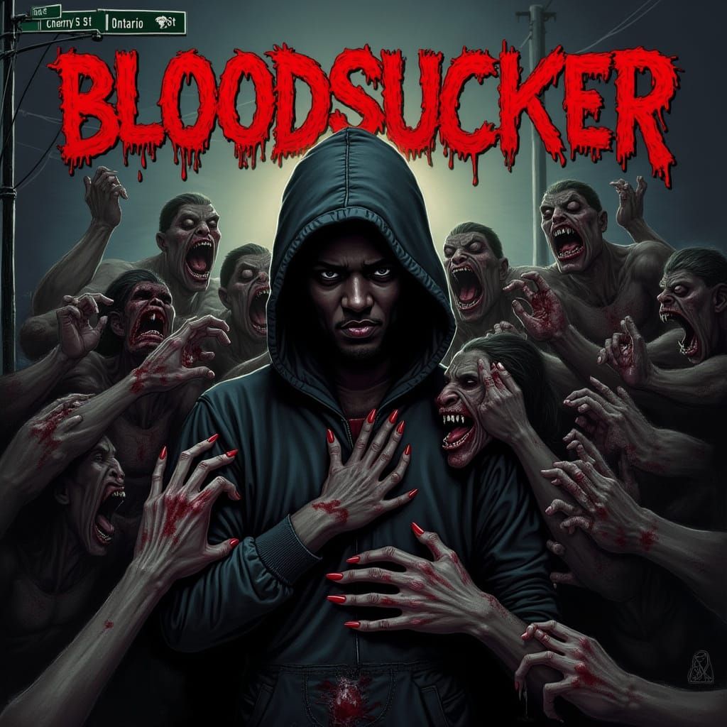 Horror Album Cover with Vampires in Gothic Art Style