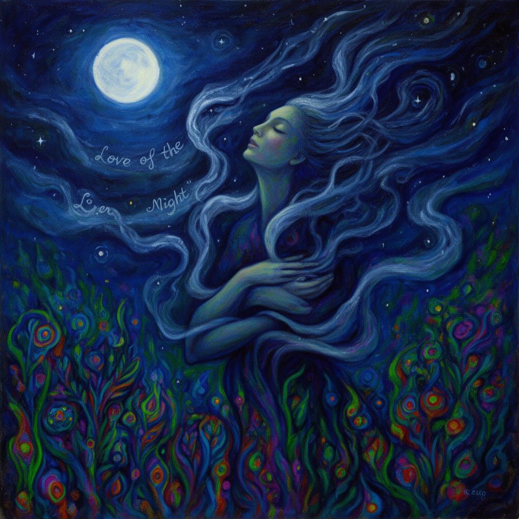 Surreal Moonlight Embrace in Vibrant Expressionistic Style