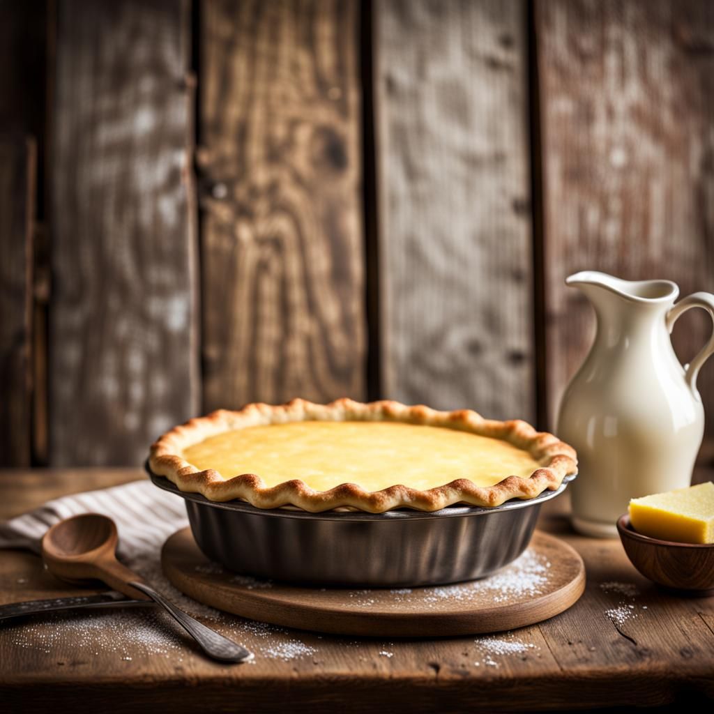 Delicious Custard Pie in Country Kitchen
